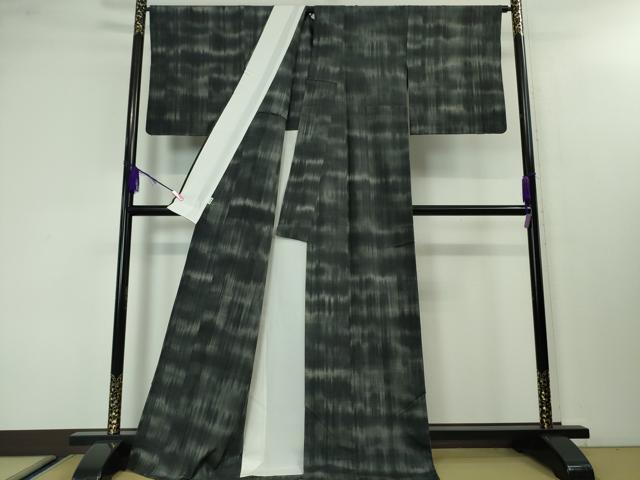 平和屋本店▽極上　本場結城紬　重要無形文化財　単衣　霞文　高島屋扱い　逸品　DZAA3874kh5