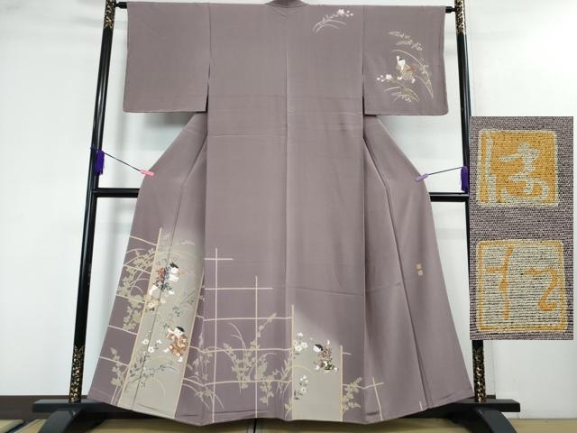 平和屋本店■極上　京加賀友禅　松本健一　訪問着　童子　草花　浅紫色地　逸品　未使用　DZAA3886kh5