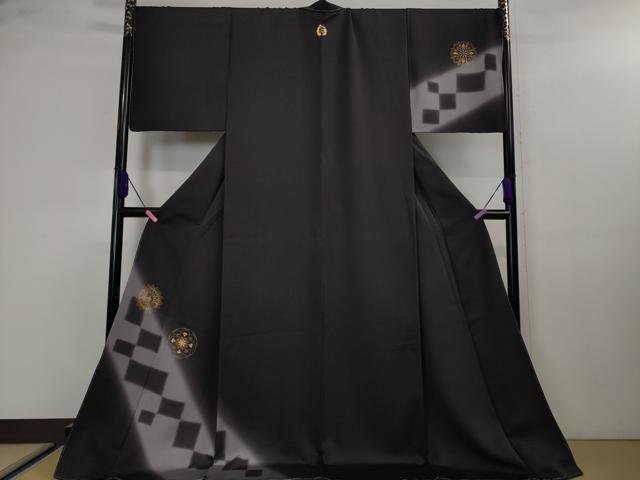 平和屋本店■極上　訪問着　伊と幸　舞花文　紫黒色地　金彩　ロング丈　反端付き　逸品　未使用　DZAA3908kh5