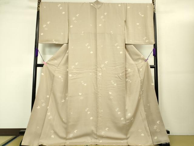 平和屋本店■極上　小紋　吉祥花菱文　枯野色地　金彩　ロング丈　逸品　DZAA3911kh5