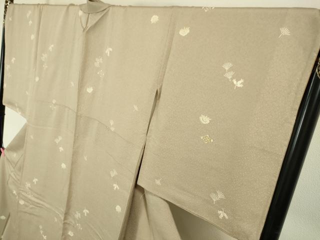 平和屋本店□極上 色無地 単衣 青竹色 吉祥唐草地紋 三井屋