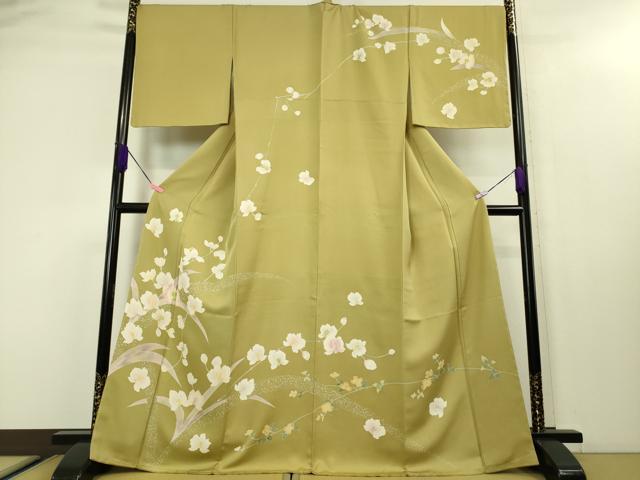 平和屋本店■極上　訪問着　刺繍　胡蝶蘭　木蘭色地　鈴乃屋扱い　逸品　未使用　DZAA3925kh5