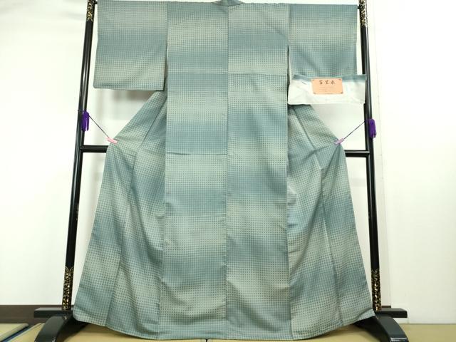 平和屋本店■希少　お召　苔里衣　かつやま織物謹製　極細柄紋織　あけぼの繭　証紙付き　逸品　DZAA3930kh5