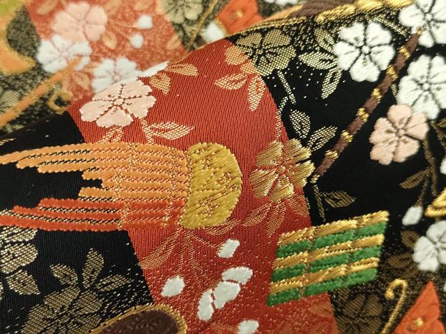 平和屋本店□極上 西陣 河合美術織物謹製 六通柄袋帯 唐織 舞
