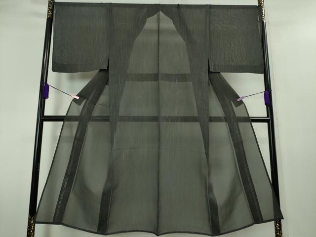 平和屋本店＊極上 夏物 男性 本塩沢 夏塩沢 やまだ織 縞 黒地 証紙付き