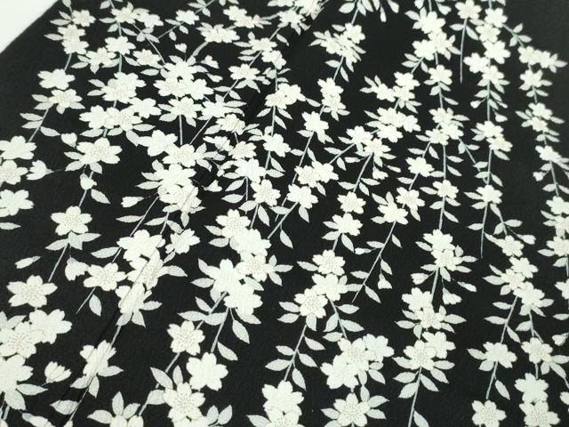 平和屋本店■極上　女優・吉永小百合　訪問着　枝垂れ桜　縮緬地　黒地　逸品　DZAA4017kh5