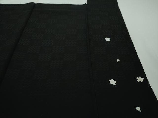 平和屋本店■極上　女優・吉永小百合　訪問着　枝垂れ桜　縮緬地　黒地　逸品　DZAA4017kh5