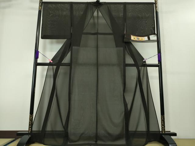 平和屋本店■希少　夏物　本場黄八丈　夏黄八　紗紬　伝統工芸士　西條吉広　黒地　証紙付き　逸品　未使用　DZAA4031kh5