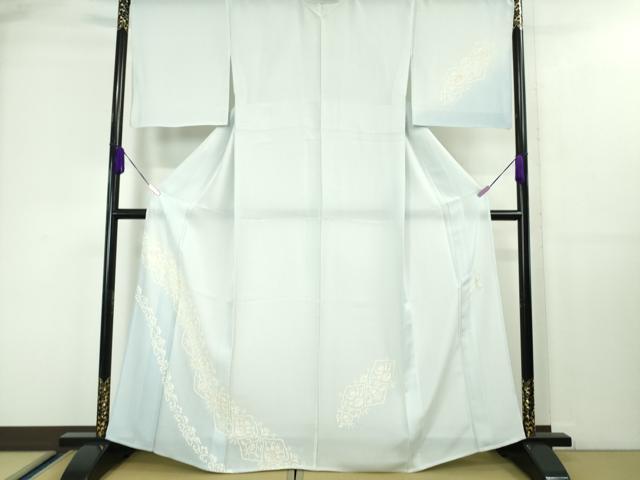 平和屋本店■極上　夏物　きもの志麻　岩下志麻ブランド　訪問着　紗　洋花文　暈し染め　月白色地　金彩　さが美扱い　逸品　DZAA4047kh5