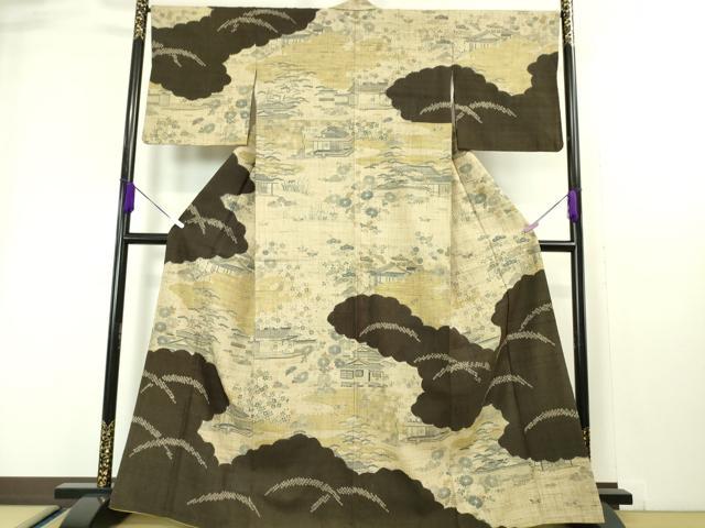 平和屋本店■極上　染織の名門　しょうざん 生紬　御所解文　逸品　DZAA4078kh5