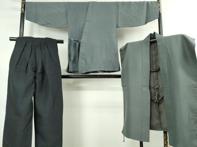 平和屋本店■希少　男性　作務衣　袖なし羽織　雪駄　4点セット　逸品　DZAA4108kh5