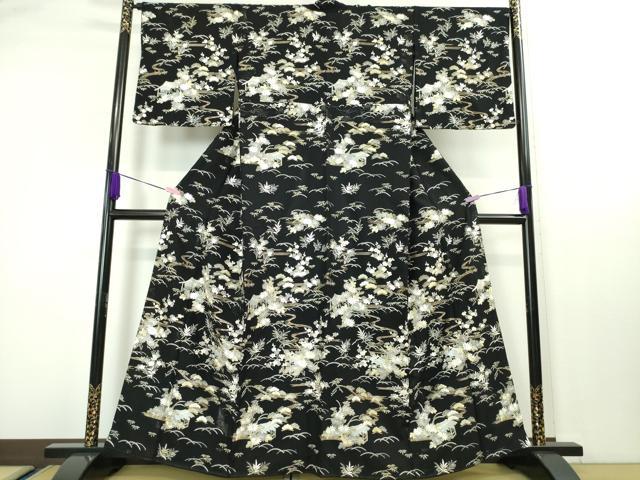 平和屋本店■極上　中国三大刺繍　スワトウ刺繍　汕頭刺繍　総刺繍　手刺繍　訪問着　吉祥花文　黒地　金糸　逸品　DZAA4112kh5