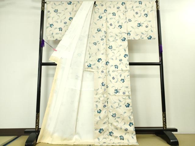 平和屋本店□極上 本場染大島紬 花唐草文 逸品 DZAA4123kh5