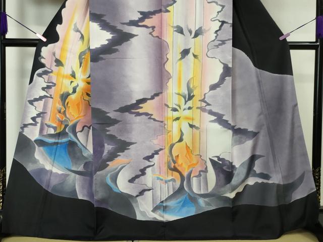 平和屋本店□極上 訪問着 白山紬 抽象文様 金彩 逸品 DZAA4131kh5