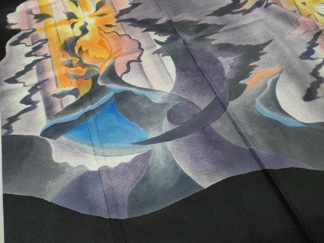 平和屋本店□極上 訪問着 白山紬 抽象文様 金彩 逸品 DZAA4131kh5