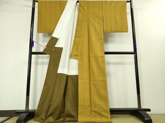 平和屋本店□極上 山下八百子 本場黄八丈 紬 市松綾織 草木染