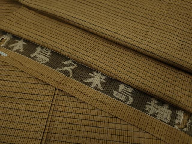 平和屋本店■極上　国指定重要無形文化財　本場久米島紬　手織　格子　反端付き　逸品　DZAA4158kh5