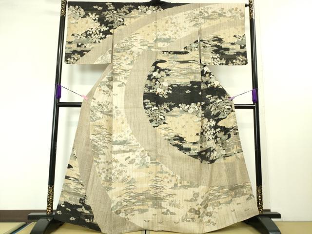 平和屋本店■極上　染織の名門　しょうざん  生紬　訪問着　御所解文　金彩　逸品　DZAA4236kh5 平和屋本店□極上 染織の名門 しょうざん 生紬 訪問着 御所解文 金彩