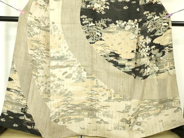 平和屋本店■極上　染織の名門　しょうざん  生紬　訪問着　御所解文　金彩　逸品　DZAA4236kh5 平和屋本店□極上 染織の名門 しょうざん 生紬 訪問着 御所解文 金彩