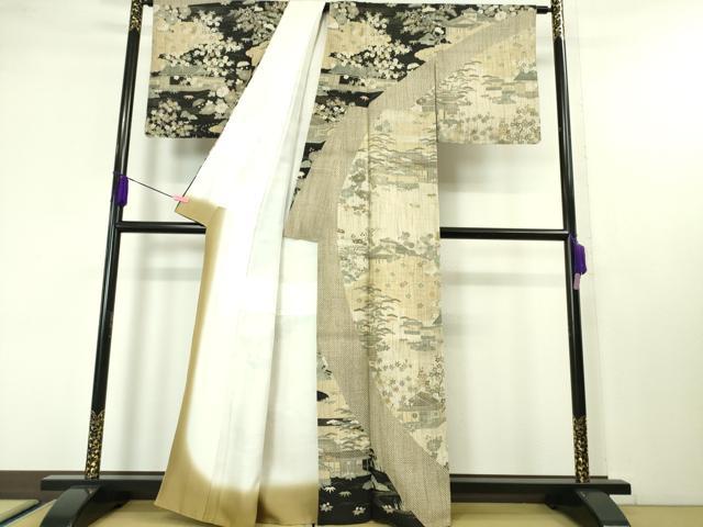 平和屋本店□極上 染織の名門 しょうざん 生紬 訪問着 御所解文 金彩