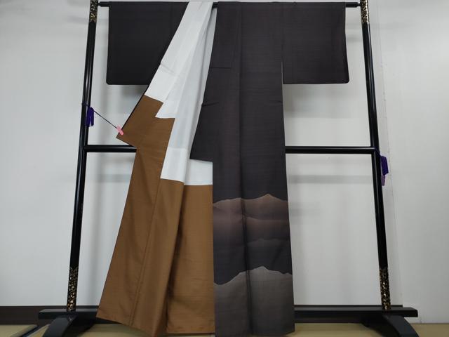 平和屋本店□極上 伝統工芸士 曽根武勇 訪問着 紬地 霞文