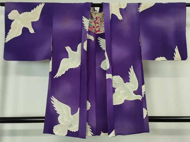 平和屋着物○上質な小紋 紬地 段違い文 正絹 逸品 AAAT0560zg