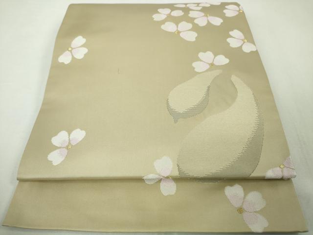 平和屋本店■極上　世界的人形師　辻村寿三郎　ジュサブロー　六通柄袋帯　舞花文　練色地　金糸　逸品　DZAA4361kh5