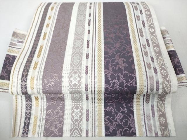 平和屋本店■極上　本場筑前博多織　つけ帯　紗献上　スリーシーズン帯　花唐草間道　逸品　未使用　DZAA4366kh5