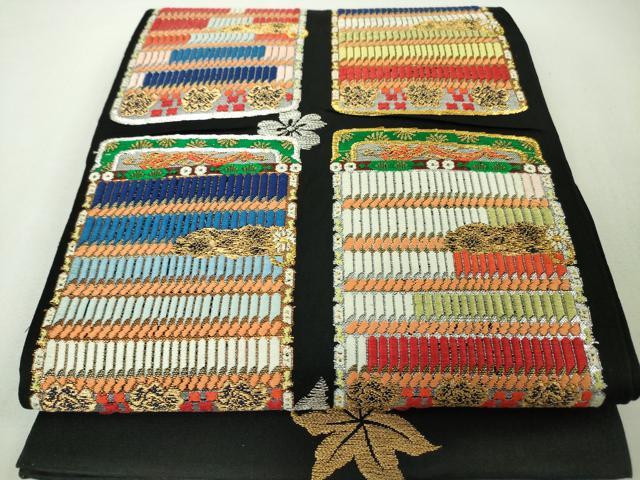 平和屋本店■極上 本袋帯 龍村平蔵柄 威毛錦 黒地 金銀糸 逸品 DZAA4374kh5 袋帯