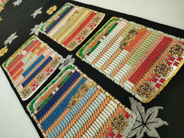 平和屋本店■極上　本袋帯　龍村平蔵柄　威毛錦　黒地　金銀糸　逸品　DZAA4374kh5 袋帯
