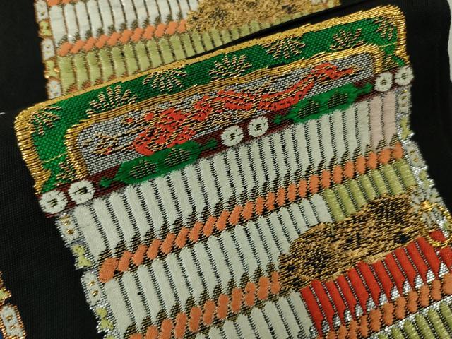 平和屋本店■極上　本袋帯　龍村平蔵柄　威毛錦　黒地　金銀糸　逸品　DZAA4374kh5 袋帯