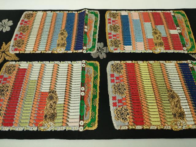 平和屋本店■極上　本袋帯　龍村平蔵柄　威毛錦　黒地　金銀糸　逸品　DZAA4374kh5 袋帯