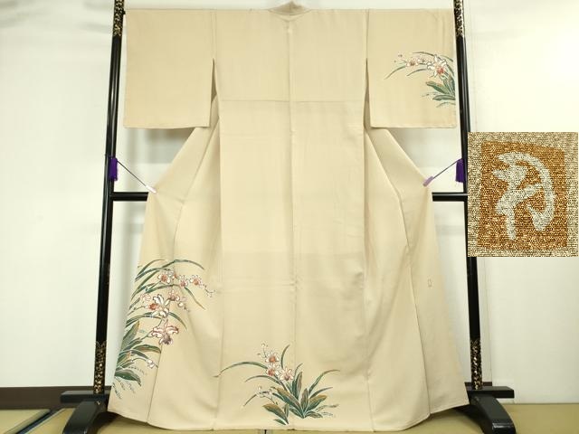 平和屋本店■超希少　染彩芸術の巨匠　皆川月華　訪問着　杜若　肌色地　金彩　縮緬地　逸品　DZAA4412kh5