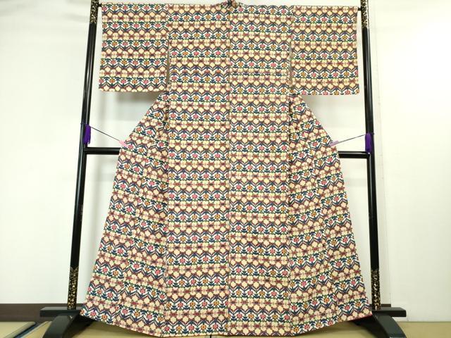 平和屋本店■極上　本場琉球紅型　小紋　草花文　逸品　未使用　DZAA4491kh5