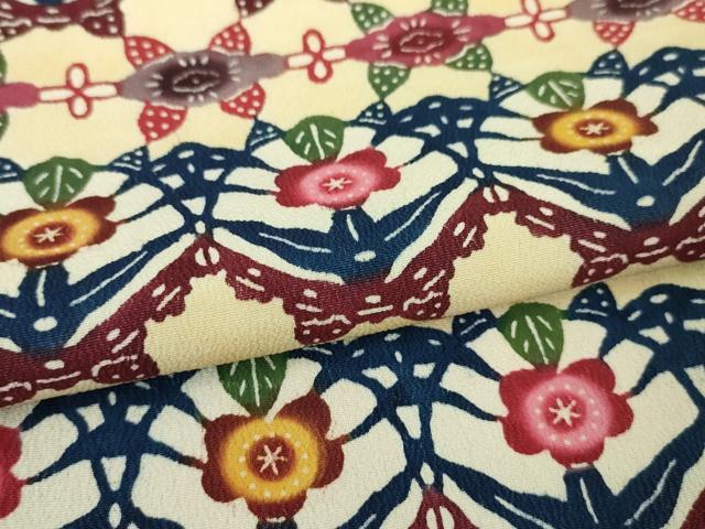 平和屋本店○極上 本場琉球紅型 小紋 草花文 逸品 未使用 DZAA4491kh5