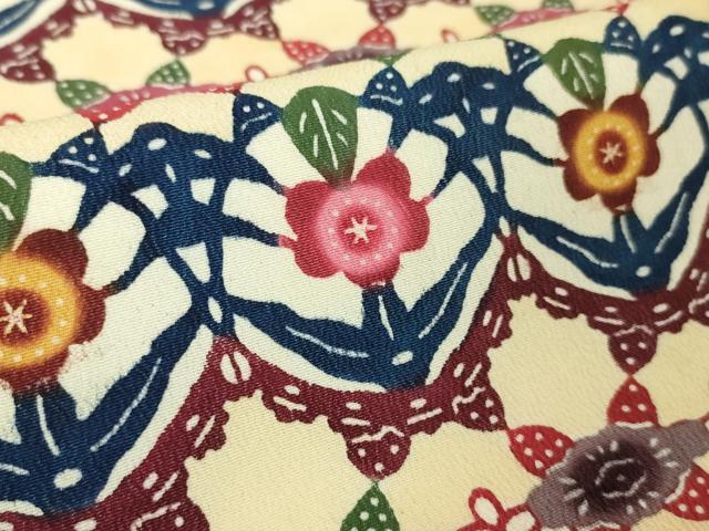 平和屋本店○極上 本場琉球紅型 小紋 草花文 逸品 未使用 DZAA4491kh5