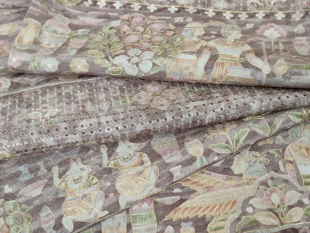 奥*美様 【逸品】スワトウ刺繍 汕頭刺繍　総刺繍 訪問着 花唐草文様 金糸 さが 汕頭刺繍 蘇州刺繍 総刺繍 金糸 訪問着 正絹 花柄 熨斗 山藍摺 青緑