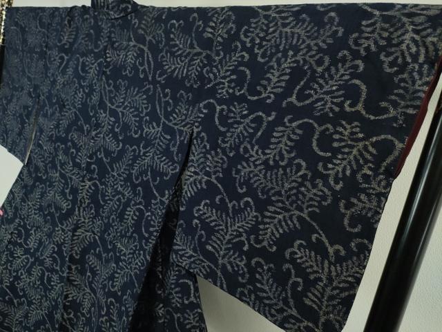 平和屋着物▽上質な紬 単衣 枝花文 正絹 逸品 CAAS2439xi 平和屋着物