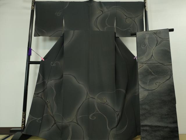 平和屋本店■極上　京都の名門ブランド　銀花仙　訪問着・袋帯(銀通し地)セット　唐草文　蝉色地　暈し染め　金彩　逸品　DZAA4504kh5