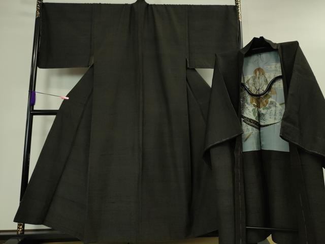 平和屋着物□極上 男性 紬 アンサンブル キングサイズ 色無地 百入茶色