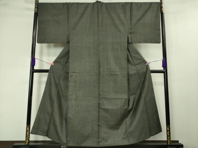 平和屋本店□極上 男性 お召 アンサンブル 長羽織 亀甲柄 黒紅色地 逸品