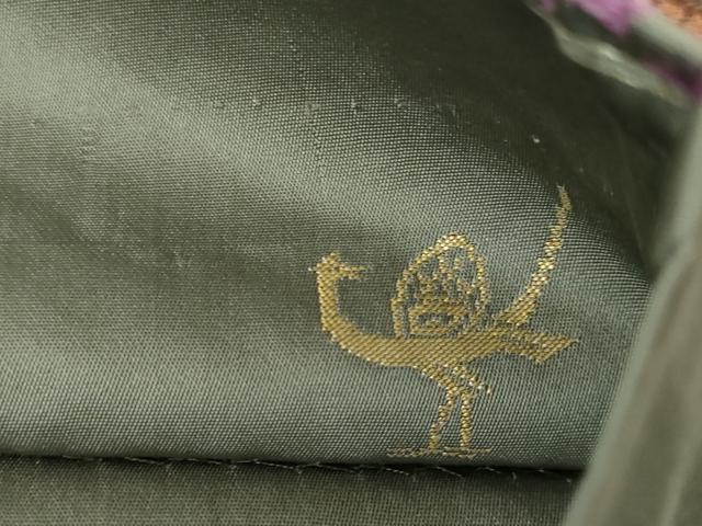 平和屋本店□極上 西陣 白綾苑大庭 六通柄袋帯 幻の貝紫 草花文 金糸