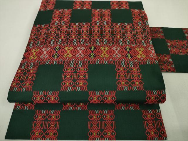 平和屋本店■極上　洛風林　工芸帯地　九寸名古屋帯　名物裂市松松文　濃鉄色地　逸品　DZAA4605kh5