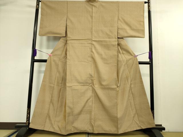 平和屋本店□極上 山下八百子 本場黄八丈 紬 市松綾織 三越