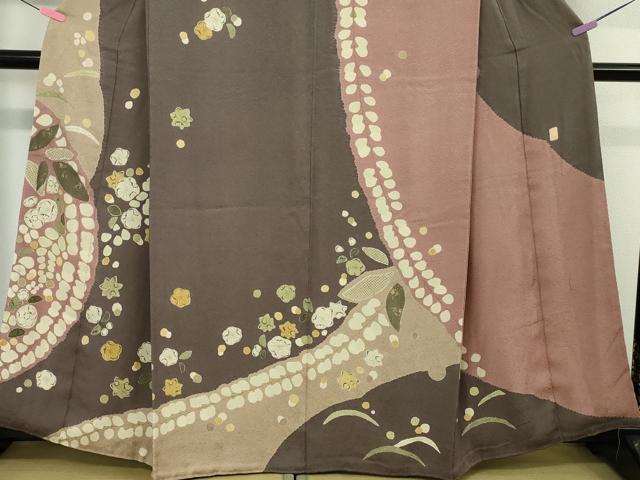 平和屋本店□極上 十日町 名門青柳高級ブランド 大喜百花 訪問着 辻が花 紅