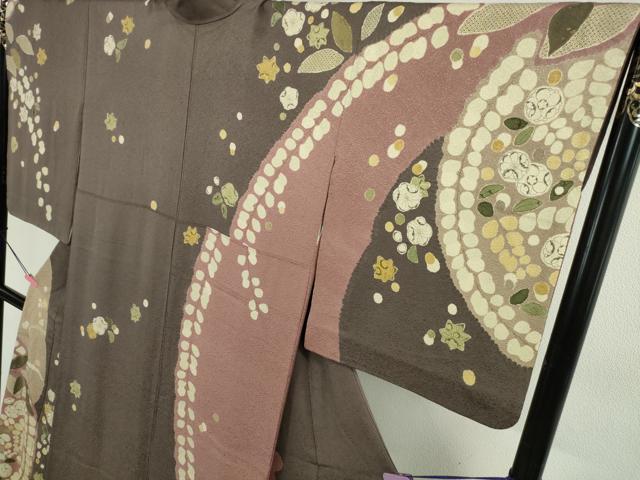 平和屋本店□極上 十日町 名門青柳高級ブランド 大喜百花 訪問着 辻が花 紅