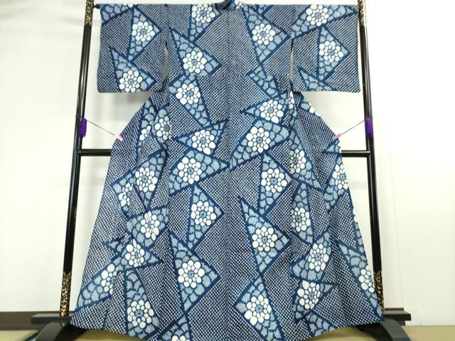 平和屋本店■極上　夏物　浴衣　有松鳴海絞り　切嵌花文　綿　逸品　DZAA4622kh5