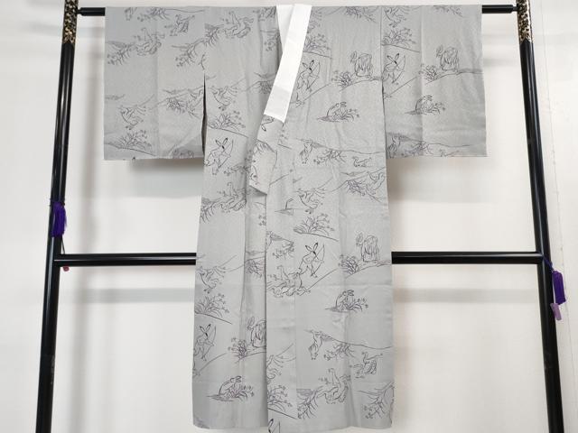 平和屋本店■上質な長襦袢　無双仕立て　鳥獣戯画　逸品　未使用　DZAA4632kh5