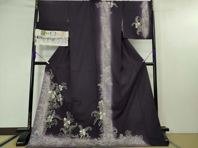 平和屋本店□極上 訪問着 総刺繍 宝尽くし 松竹梅 黒地 金糸 逸品