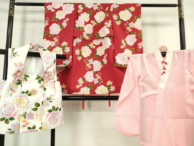 御祝着 七五三 三歳フルセット 特価品 着物 襦袢 被布 巾着 草履 三歳